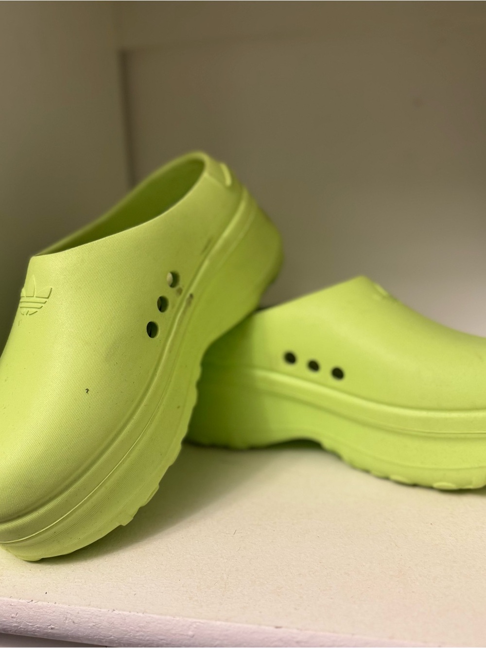 adidas Neon Lime Platform Clog Mules